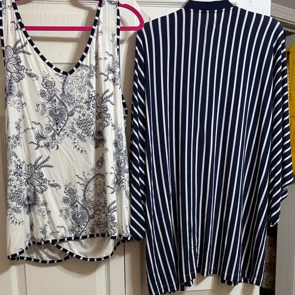 Soma Navy and White Floral and striped lounge set - Picture 13 of 16